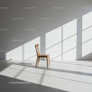 Minimalist Room with Wooden Chair and Sunlit Shadows