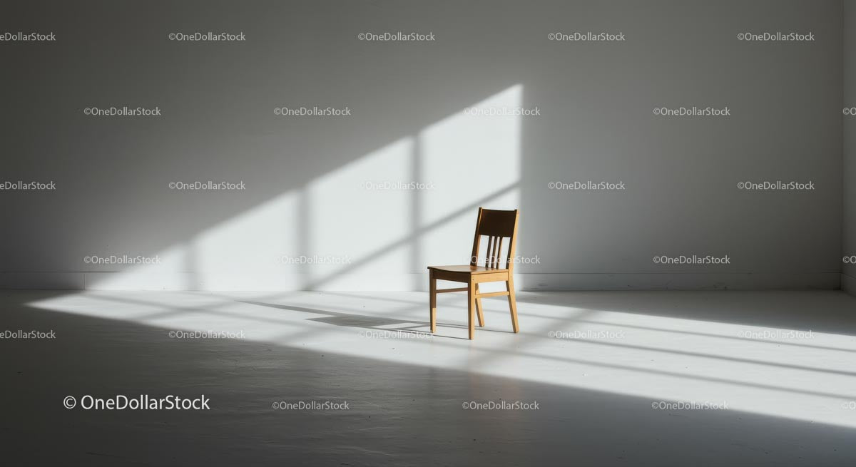 Solitary Wooden Chair in Sunlit Minimalist Room