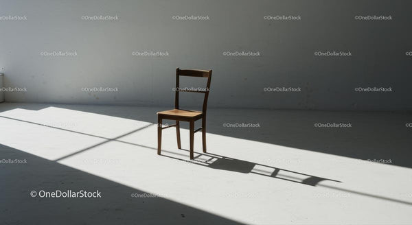 Drewniane krzesło w oświetlonym słońcem, minimalistycznym wnętrzu