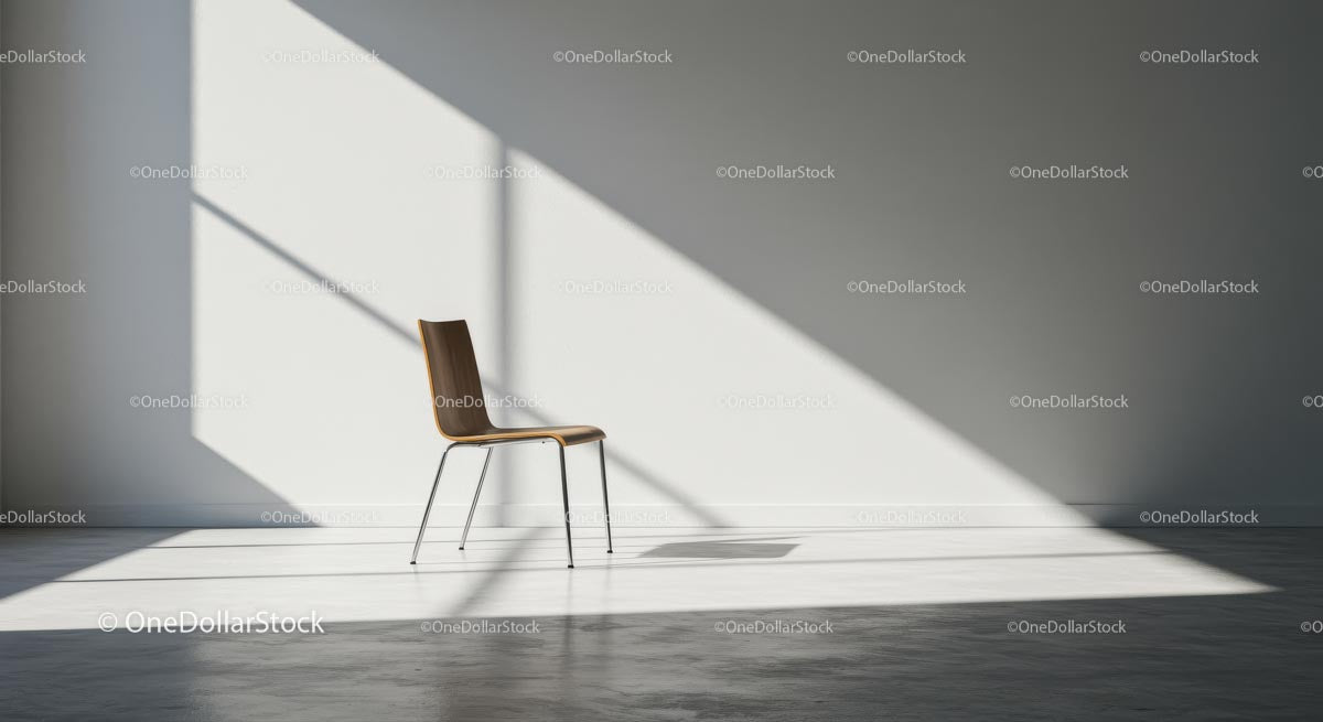 Minimalistyczne drewniane krzesło w słonecznym pokoju