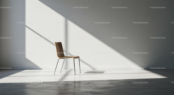 Minimalist Wooden Chair in Sunlit Room