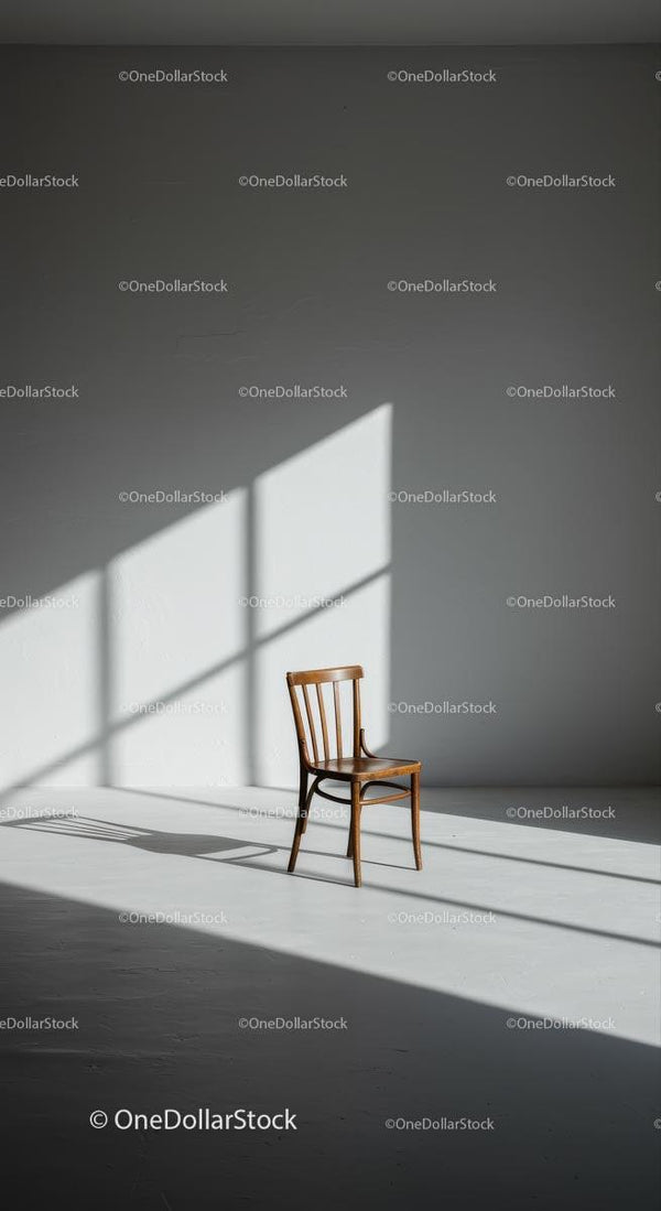 Wooden Chair in Sunlit Minimalist Room Setting