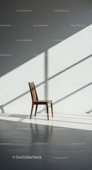 Wooden Chair in Bright Sunlit Minimalist Room