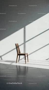 Wooden Chair in Bright Sunlit Minimalist Room