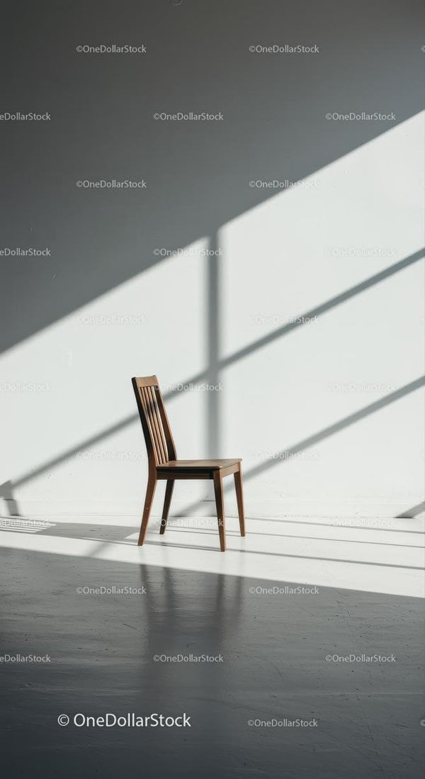 Wooden Chair in Bright Sunlit Minimalist Room