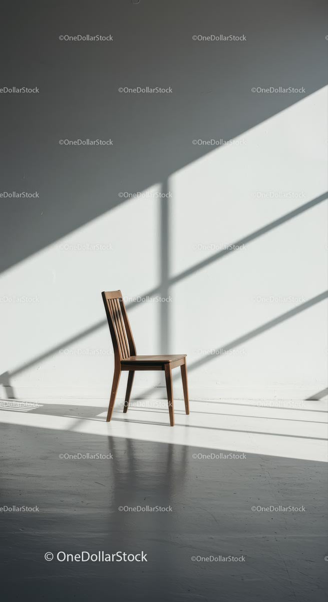 Wooden Chair in Bright Sunlit Minimalist Room