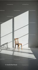 Wooden Chair in Sunlit Minimalist Room