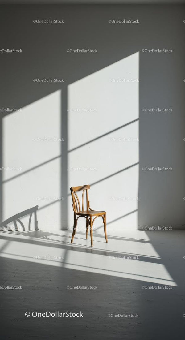 Wooden Chair in Sunlit Minimalist Room