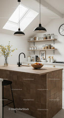 Modern Kitchen with Skylight and Wooden Accents