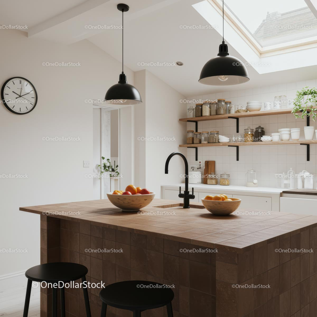 Modern Kitchen with Skylight and Minimalist Design