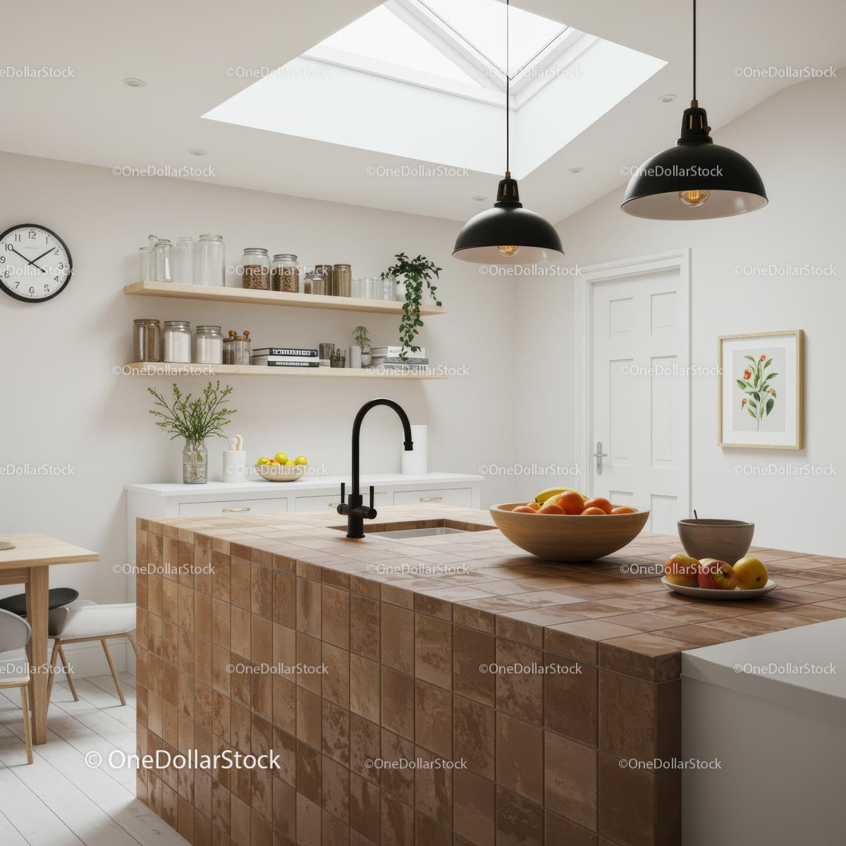 Modern Kitchen with Natural Light and Wooden Accents