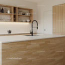 Sleek Modern Kitchen with Wooden Cabinets and White Countertop