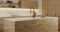 Modern Kitchen with Wooden Cabinets and Black Faucet