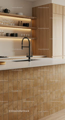 Modern Kitchen with Wooden Cabinets and Black Faucet