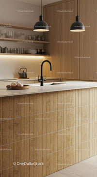 Modern Minimalist Kitchen with Wooden Accents