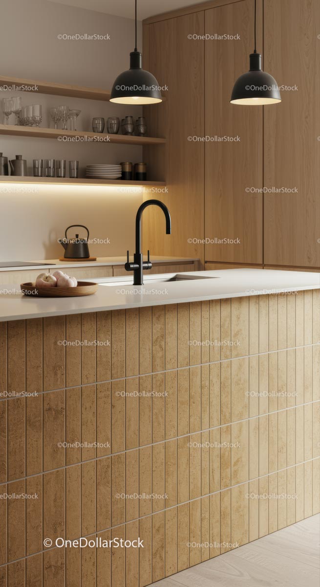 Modern Minimalist Kitchen with Wooden Accents