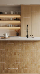 Modern Kitchen with Wooden Cabinets and Open Shelving