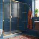 Luxurious Blue and Gold Bathroom with Modern Glass Shower