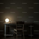 Minimalist Desk Setup with Soft Lamp Lighting