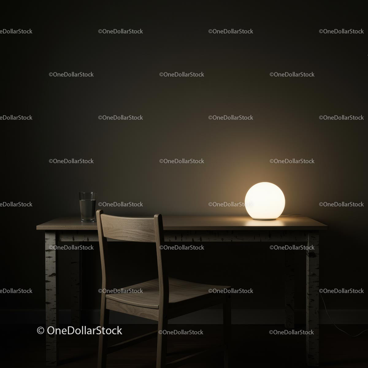 Minimalist Table with Glow Lamp Creating Cozy Ambiance