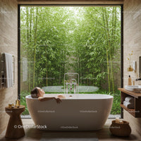 Relaxing Bath with Bamboo Garden View and Natural Light