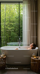 Relaxing Bath with Bamboo View in a Modern Spa Setting