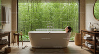 Luxurious Bathtub with Serene Bamboo Garden View