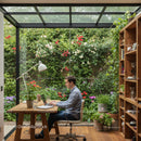 Man Working at Cozy Home Office with Garden View