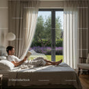 Man Relaxing with a Book in Cozy Bedroom Overlooking Lavender