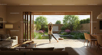 Tranquil Living Room with Open View to Serene Garden