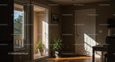 Cozy Sunlit Room with Lush Greenery and Minimalist Decor