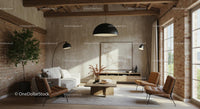 Industrial Living Room with White Sofa and Leather Accents