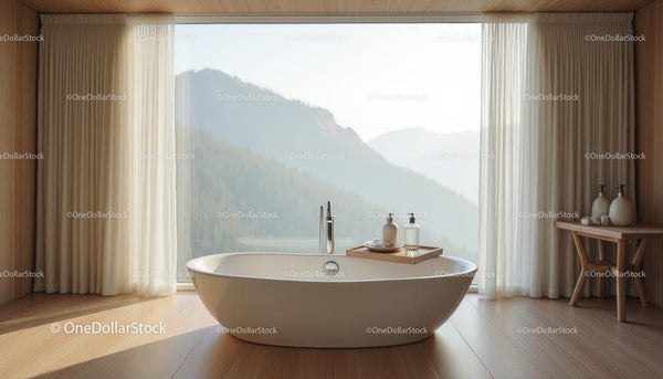 Modern Bathroom with Scenic Mountain View