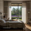 Man Reading in a Sunlit Bedroom with Lavender View
