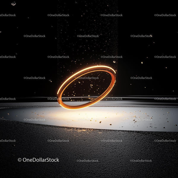 Glowing Neon Ring on Black Background