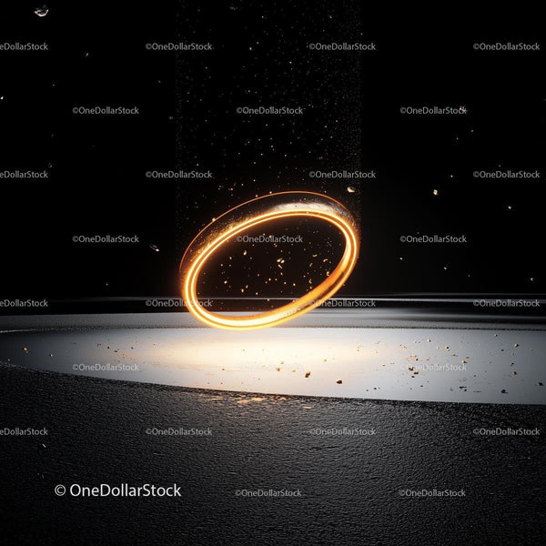 Abstract Glowing Ring in Futuristic Dark Space