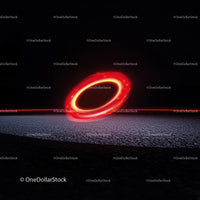 Glowing Red Neon Circle on Textured Surface at Night