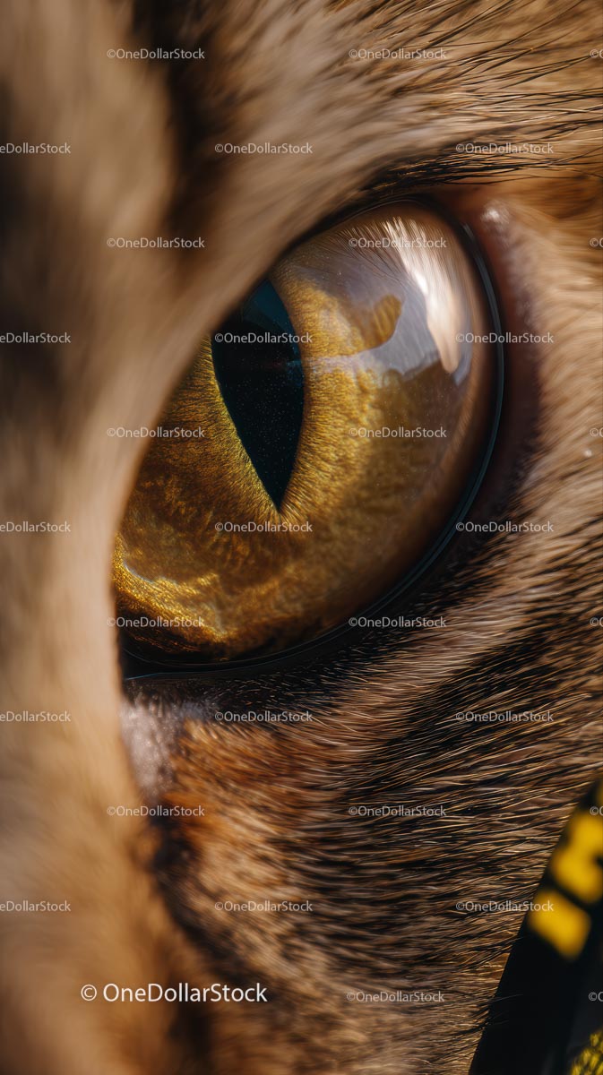 Close-Up of a Gray Cat with Amber Eyes