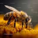 Honeybee Pollinating Lavender Flowers in Bloom