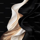 Flowing Black, White, and Gold Fabric with Elegant Texture