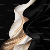 Flowing Black, White, and Gold Fabric with Elegant Texture