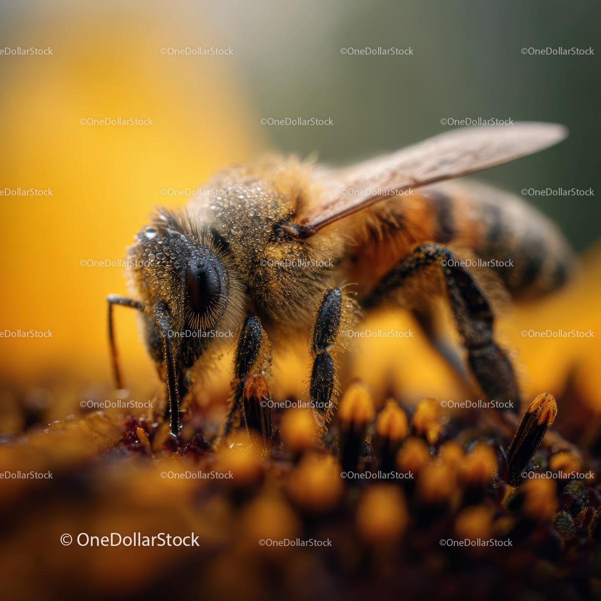 Honeybee Pollinating Lavender Flowers in Bloom