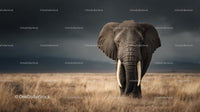 Majestic Elephant Standing in African Savannah