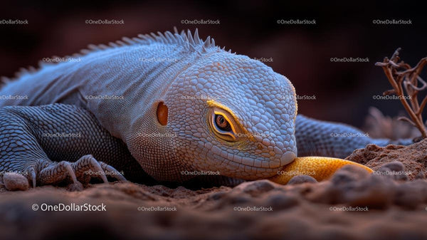 Blue Lizard with Textured Skin in the Desert