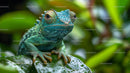 Vibrant Green Lizard on a Tropical Leaf