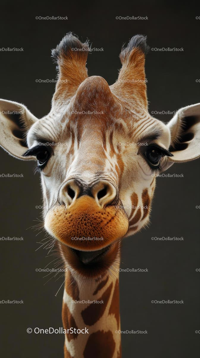 Close-Up Portrait of a Giraffe with Graceful Features