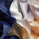 Luxurious Draped Fabrics in Rich Blues and Golds