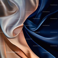 Elegant Silk Fabric in Beige and Blue Waves