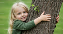 Child Embracing Tree in Green Park