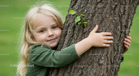 Child Embracing Tree in Green Park